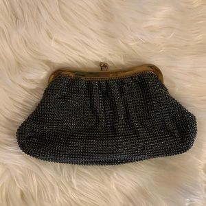 Black and Gold Kiss Closure Evening Bag